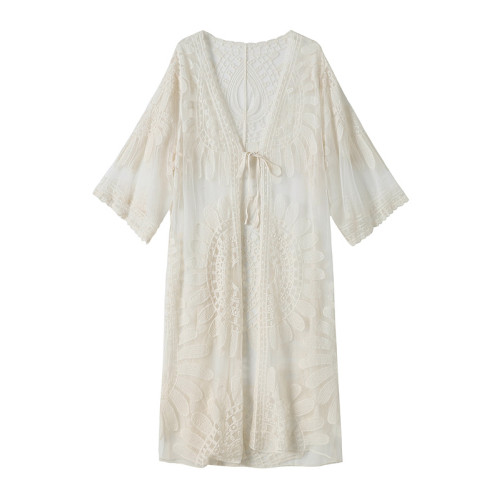 專櫃商場撤廻大牌剪標女裝蕾絲披風防曬衫夏季中長款寬鬆開衫外套