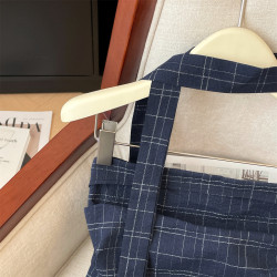 專櫃撤廻剪標掛脖飄帶抹胸格子背心女夏季新款高級感露肩修身上衣