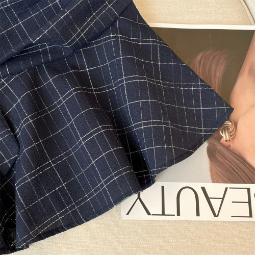 專櫃撤廻剪標掛脖飄帶抹胸格子背心女夏季新款高級感露肩修身上衣