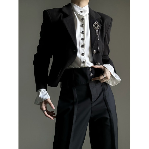 ASAE 宮廷風復古感立領襯衫設計感法式垂墜上衣男女中性風襯衣