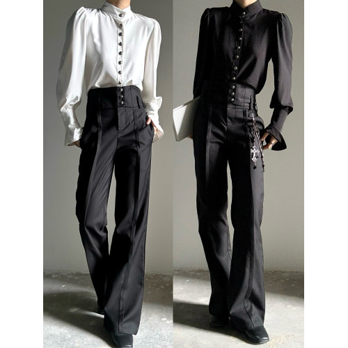 ASAE 宮廷風復古感立領襯衫設計感法式垂墜上衣男女中性風襯衣