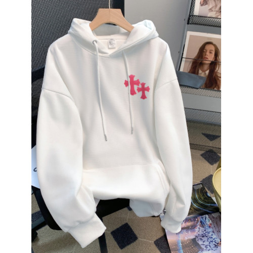 廣州十三行新款樣衣剪標撿漏奶fufu慵懶風超好看十字架連帽衛衣女