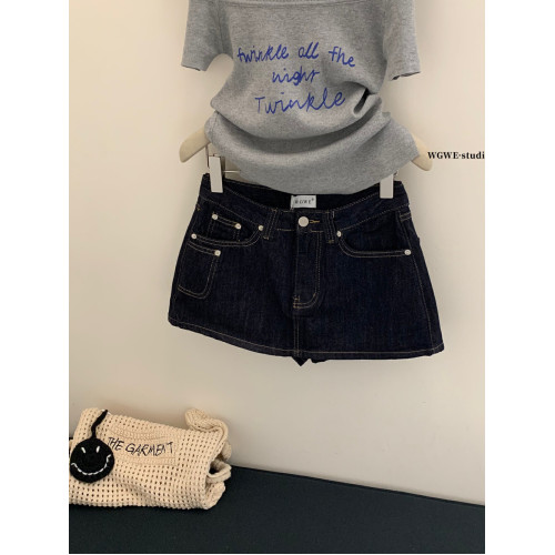 十三行 牛仔半身裙夏季新款高腰顯a字裙褲簡約百搭包臀短裙子