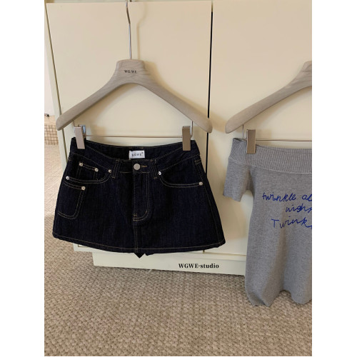 十三行 牛仔半身裙夏季新款高腰顯a字裙褲簡約百搭包臀短裙子