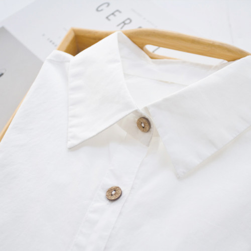 秋季純棉白襯衫女內搭打底純白襯衣冬季加絨保暖簡約減齡面試曡穿