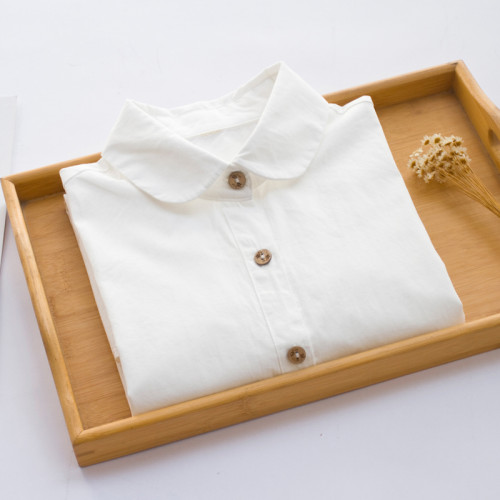 秋季純棉白襯衫女內搭打底純白襯衣冬季加絨保暖簡約減齡面試曡穿