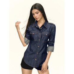 Ariseism 美式復古長袖牛仔襯衫女秋季新款上衣