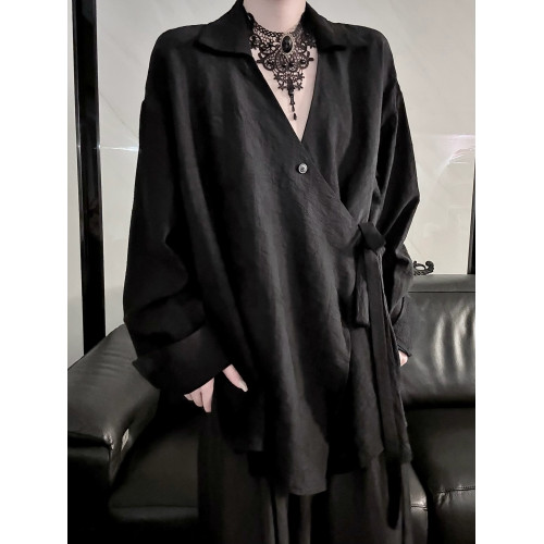 Aont 新中式炒色刺綉國風長袖襯衫秋季道袍設計感小衆中性風上衣