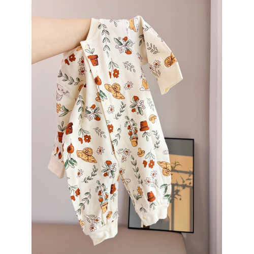 新生兒連體衣純棉春秋無骨長袖無骨哈衣嬰兒衣服外出爬服柔軟超萌