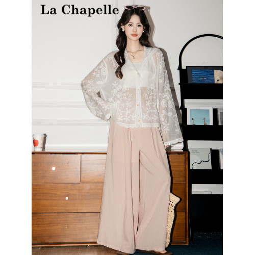 拉夏貝爾韓系刺綉連帽透氣防曬襯衫女2025夏季新長袖襯衣薄款上衣