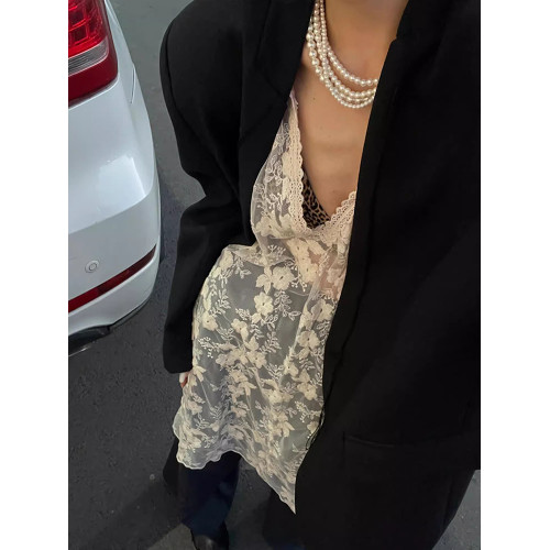 吊帶背心女內搭韓系曡穿網紗裙罩衫夏季設計感蕾絲拼接中長款上衣