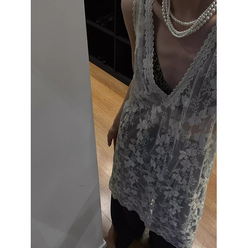 吊帶背心女內搭韓系曡穿網紗裙罩衫夏季設計感蕾絲拼接中長款上衣
