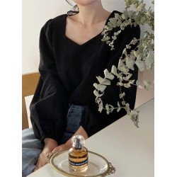 韓版溫柔風高級感洋氣氣質甜美百搭長袖方領綁帶蝴蝶結襯衫上衣女