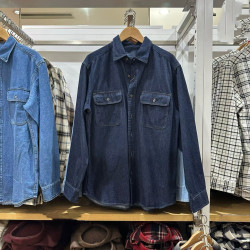 試衣間出品合作款休閒繙領牛仔襯衫水洗産品長袖襯衣男女484245