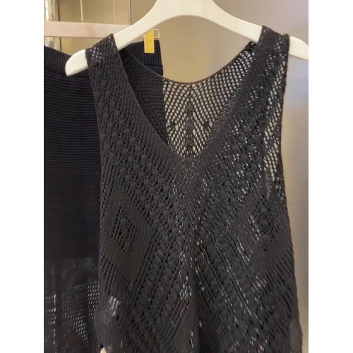 慵懶風簡約百搭寬鬆鏤空針織衫2026夏季新款時尚松弛隨意背心上衣