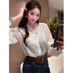 利達 NEWDADADA【月光蕾絲】獨特超好看襯衫女高級感輕奢減齡洋氣