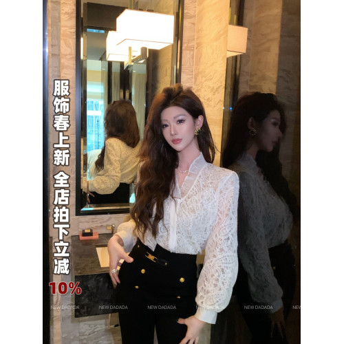 利達 NEWDADADA【月光蕾絲】獨特超好看襯衫女高級感輕奢減齡洋氣