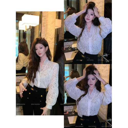 利達 NEWDADADA【月光蕾絲】獨特超好看襯衫女高級感輕奢減齡洋氣