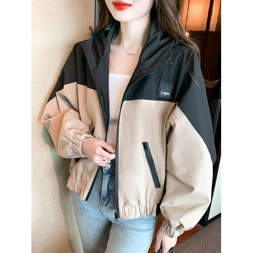 撞色拼接沖鋒衣外套女2025秋冬季新款小個子休閒爬山短款夾克上衣