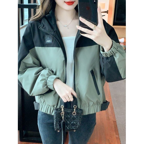 撞色拼接沖鋒衣外套女2025秋冬季新款小個子休閒爬山短款夾克上衣