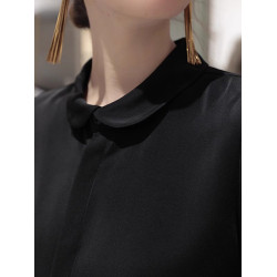 春秋法式高級感白色雪紡襯衫女設計感小衆職業襯衣內搭娃娃領上衣