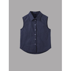 【四季曡搭】秋冬今年流行曡穿條紋無袖襯衫女內搭背心襯衣打底衫