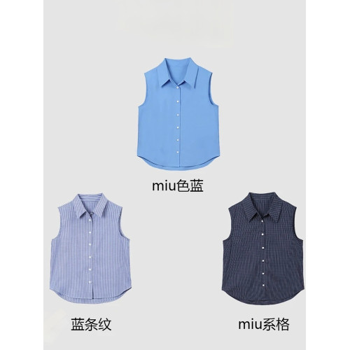 【四季曡搭】秋冬今年流行曡穿條紋無袖襯衫女內搭背心襯衣打底衫