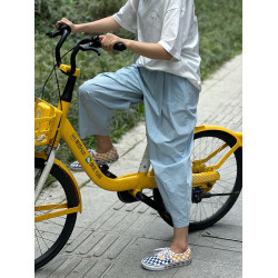 chao級推薦！夏日清爽藍薄款氣球褲親膚梨型褶皺速乾九分燈籠褲女