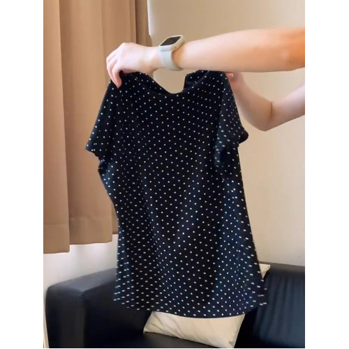南油輕奢高級貨~韓系復古波點短袖T恤巨好看獨特別致上衣女夏