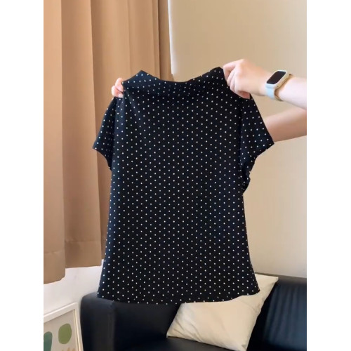 南油輕奢高級貨~韓系復古波點短袖T恤巨好看獨特別致上衣女夏