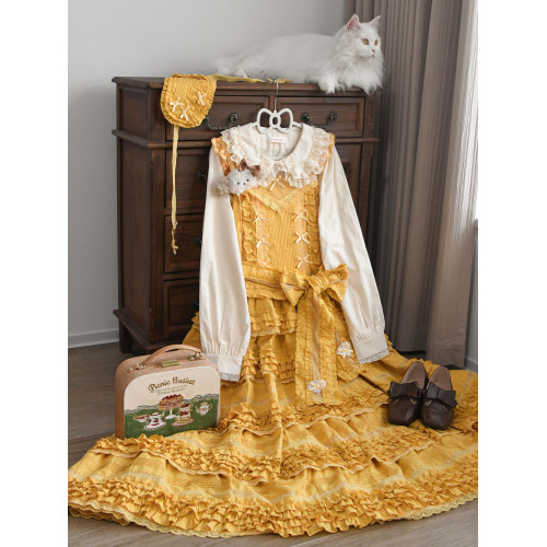 [半糖奶糕]長袖Lolita內搭泡泡袖娃娃領中古蕾絲可愛洛麗塔襯衫