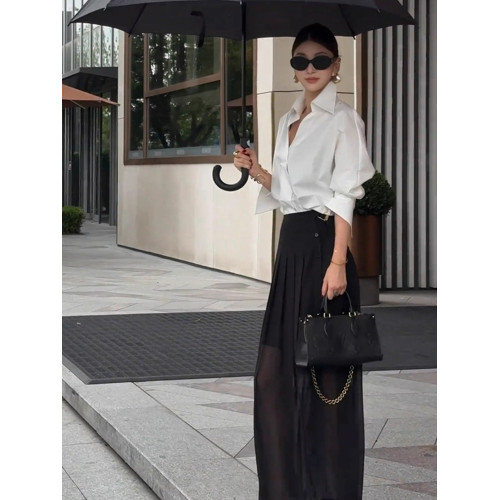 法式V領通勤正裝襯衫女春秋新款高級感職業休閒寬鬆顯瘦百搭上衣