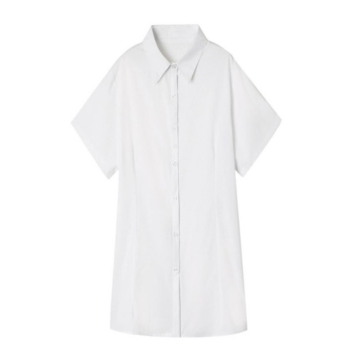 特大碼冬長袖女性寬鬆商務正裝工作服白色襯衫上衣加肥職業工裝衫