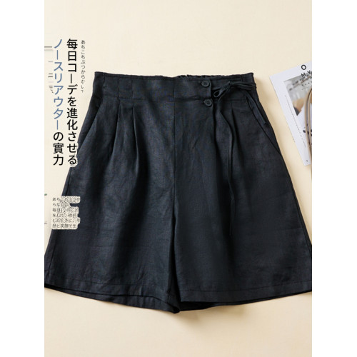 日單清倉撿漏大碼女裝寬鬆短褲熱褲休閒純棉麻顯瘦濶腿五分褲