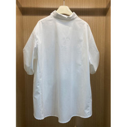 歐貨時尚寬鬆減齡Polo衫上衣女24秋季設計感小衆百搭收腰白色襯衫