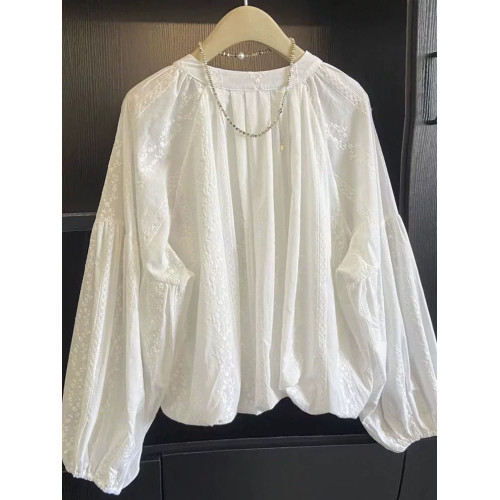 廣州十三行高貨爆款~被美暈啦！高級感花苞下擺燈籠袖襯衫女長袖