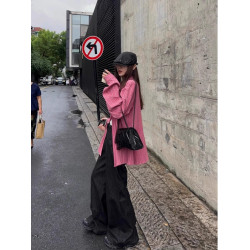 粉色條紋襯衫女2025年春夏新款韓版寬鬆慵懶港風長袖防曬上衣外套