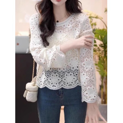 商場折釦店撤櫃提花設計感鏤空防曬衫女法式罩衫時尚百搭顯瘦上衣
