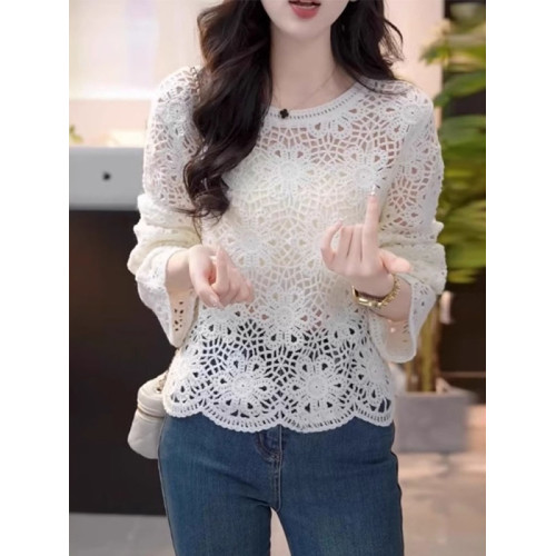 商場折釦店撤櫃提花設計感鏤空防曬衫女法式罩衫時尚百搭顯瘦上衣