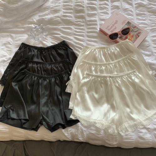 自畱款推薦~蕾絲花邊白色防走光打底褲女夏季內搭安全褲睡褲短褲