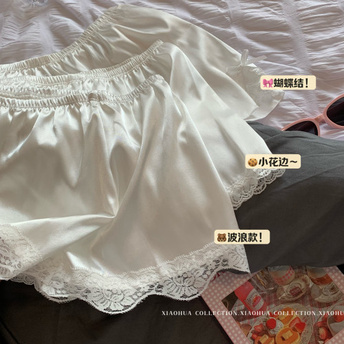 自畱款推薦~蕾絲花邊白色防走光打底褲女夏季內搭安全褲睡褲短褲