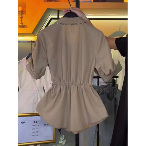 商場折釦店撤櫃大碼高級設計感短袖襯衫女微胖mm顯瘦遮肚收腰上衣