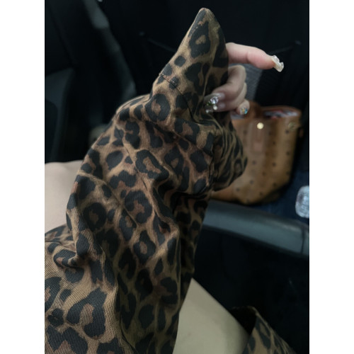 THE MOON高個子加長美式復古豹紋襯衫外套2025秋中長款慵懶風襯衣