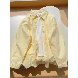 春夏季純棉黃色襯衫通勤穿搭2025新款女薄款長袖襯衣外套防曬上衣