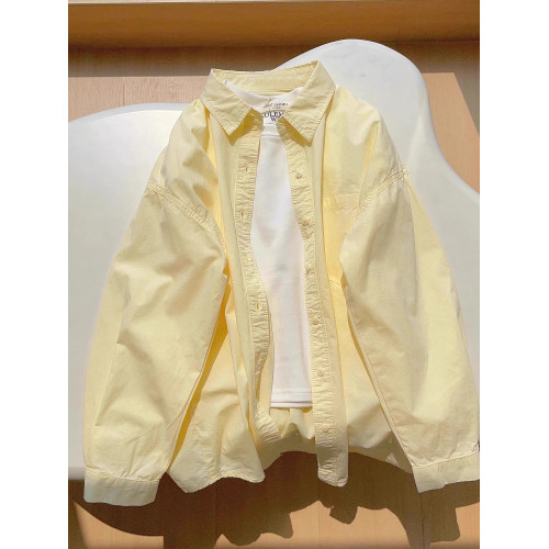 春夏季純棉黃色襯衫通勤穿搭2025新款女薄款長袖襯衣外套防曬上衣