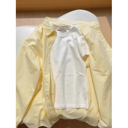 春夏季純棉黃色襯衫通勤穿搭2025新款女薄款長袖襯衣外套防曬上衣