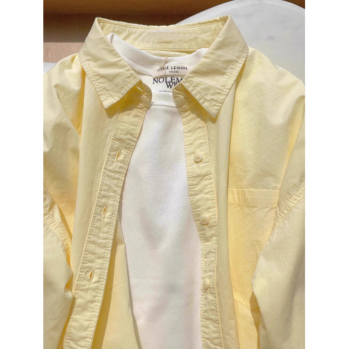 春夏季純棉黃色襯衫通勤穿搭2025新款女薄款長袖襯衣外套防曬上衣