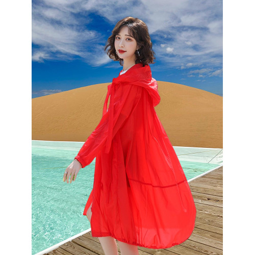 防曬衣女海邊旅遊風衣外套中長款2026夏季新款寬鬆透氣薄款防曬服