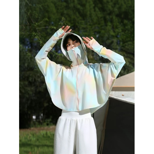 杜克嚴選臻選防曬衣女短款2025夏季新款防紫外線原紗冰絲彩色印花