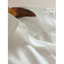 南油高級女裝撤廻~折釦專櫃棉質白色寬鬆蝙蝠袖V領襯衫襯衣女